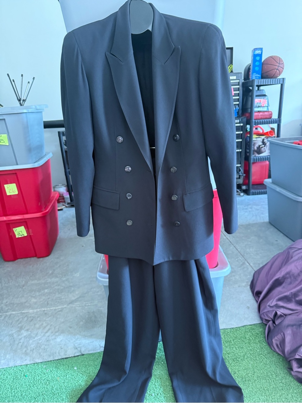 Double-Breasted Black Blazer and Trousers Suit mp25